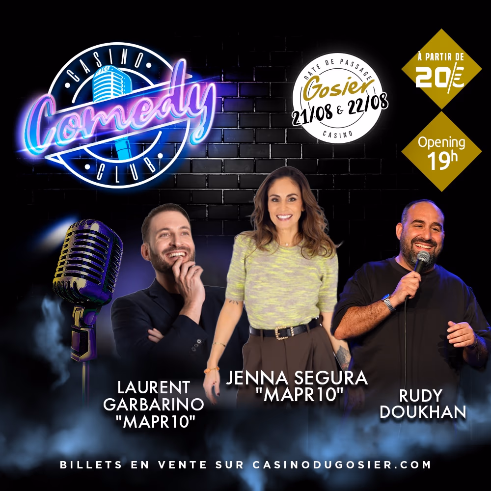CCC: Casino Comedy Club avec Laurent GARBARINO et Jenna SEGURA - 21 août 2026 - Casino du Gosier, Le Moule