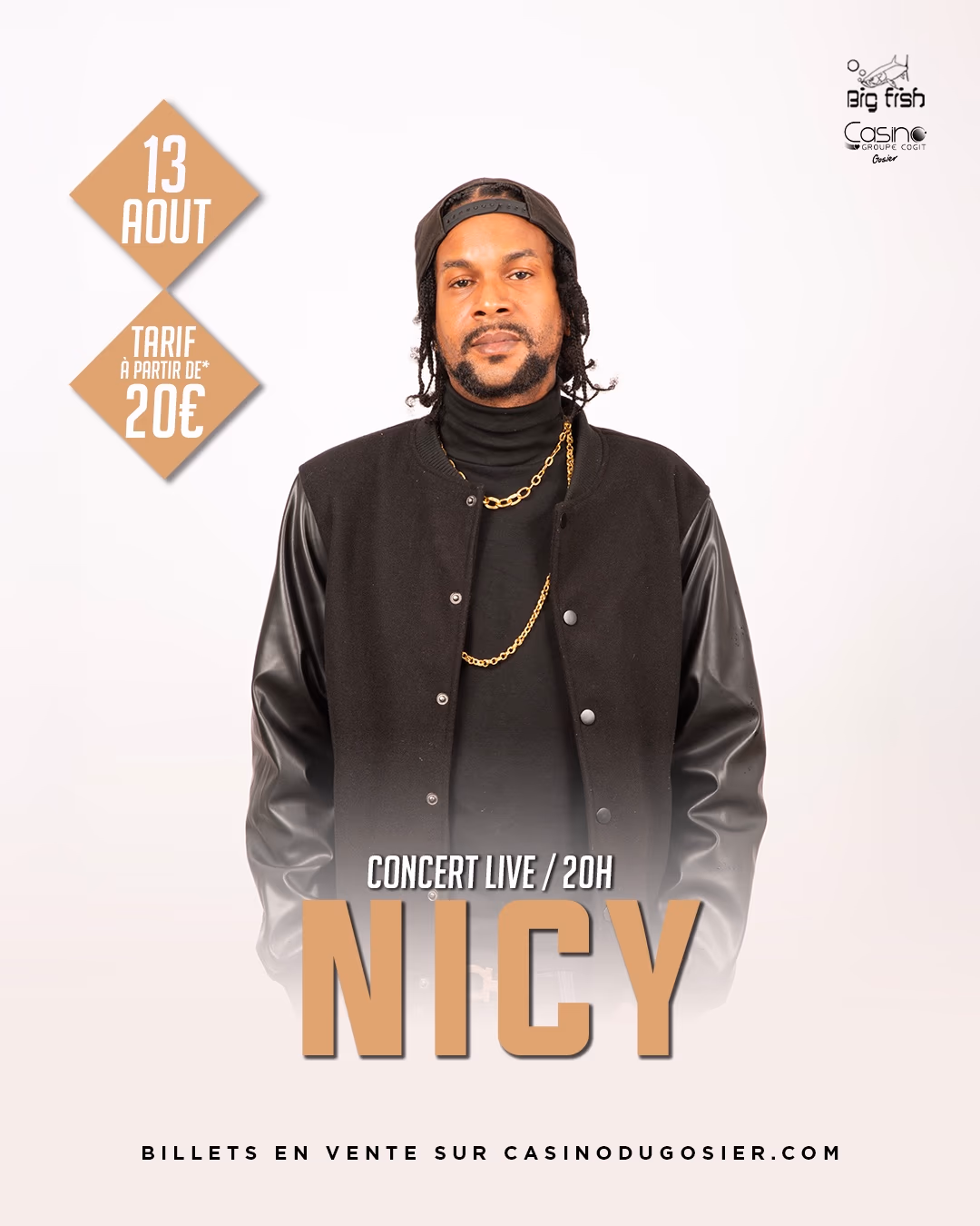 NICY en concert live - 13 août 2026 - Casino du Gosier, Le Gosier