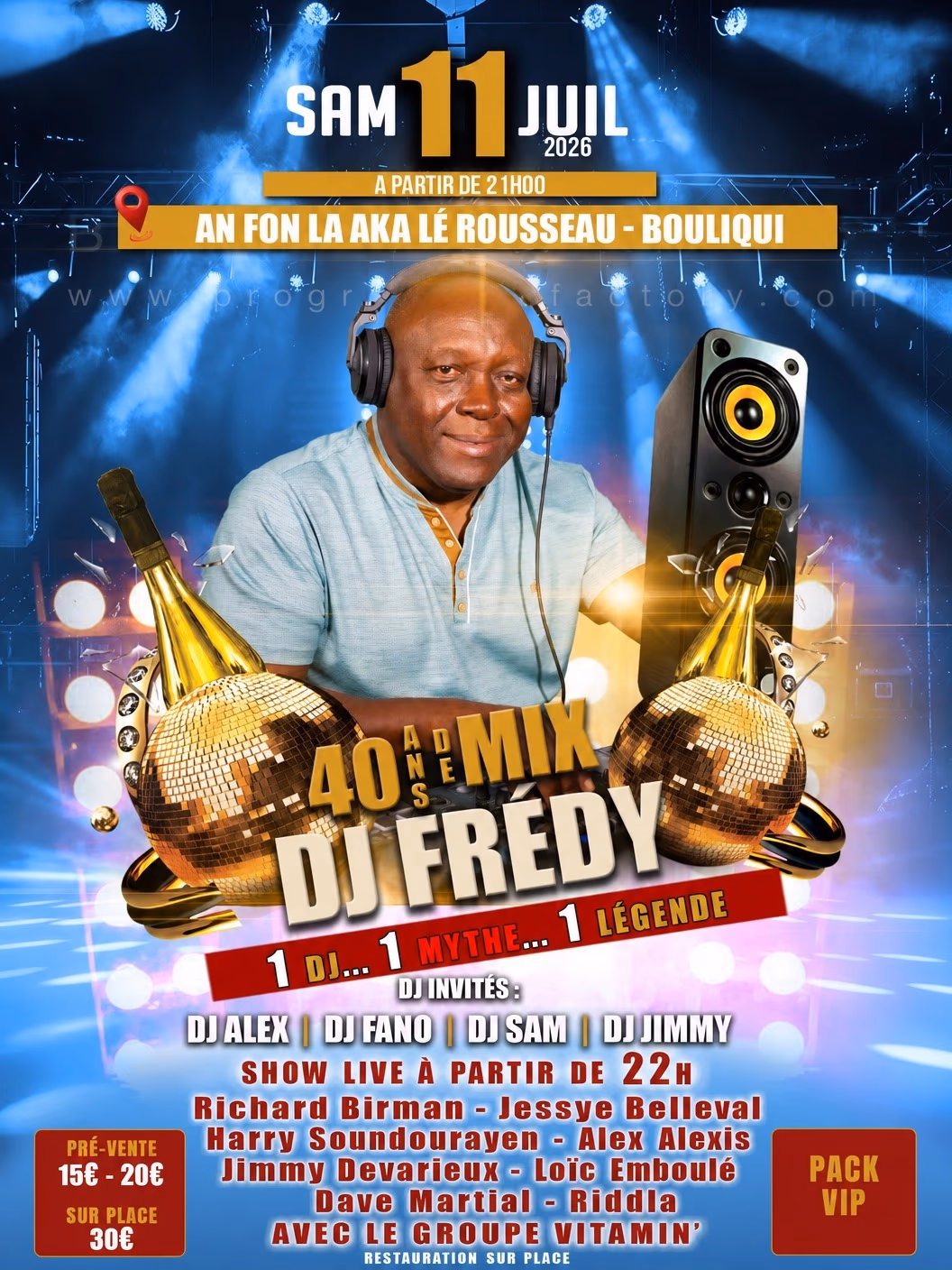 DJ FRÉDY - 40 ANS DE MIX - 11 juillet 2026 - ESPACE ROUSSEAU, Bas du Fort