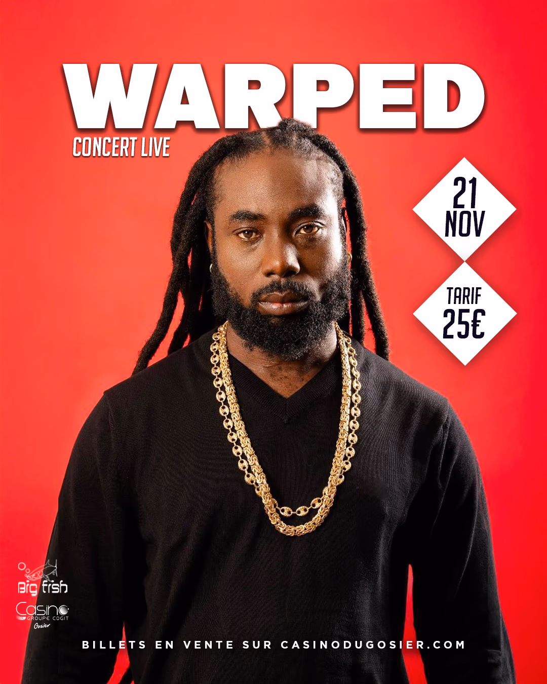 WARPED en concert live - 21 novembre 2026 - Casino du Gosier, Le Gosier