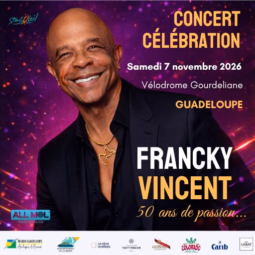 CONCERT CÉLÉBRATION - FRANCKY VINCENT "50 ANS DE PASSION" - 7 novembre 2026 - VÉLODROME GOURDELIANE (BAIE-MAHAULT)
