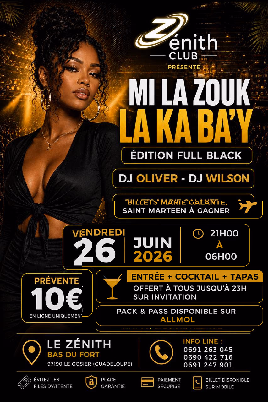 Mi La Zouk La Ka Ba'y - 26 juin 2026 - Zenith Club, Bas du Fort