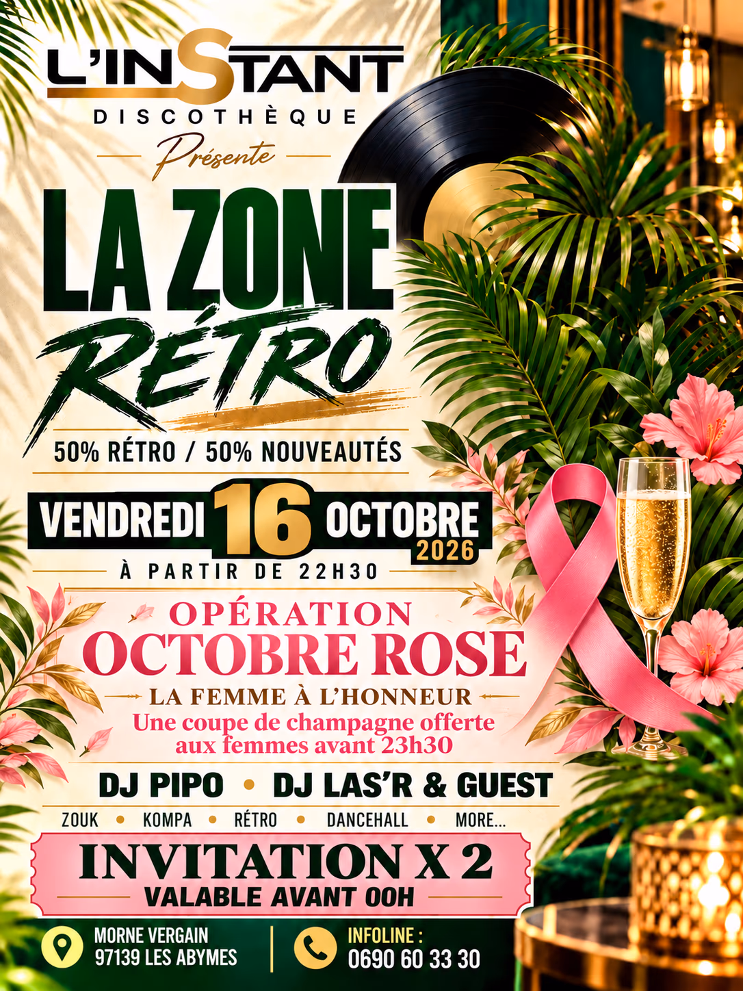 LA ZONE RÉTRO édition OCTOBRE ROSE - 16 octobre 2026 - L'INSTANT DISCOTHEQUE, Morne Vergain 97139 Abymes