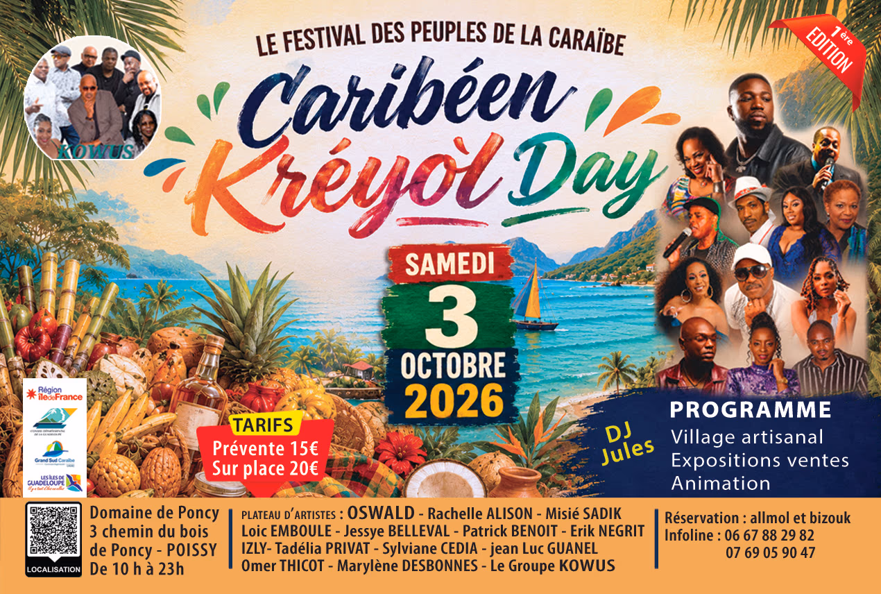 78 - 03/10 - Caribéen Kréyòl Day - 3 octobre 2026 - Domaine  de Poncy  à POISSY