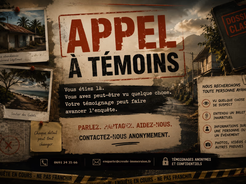 Appel à Témoins ( Jeu D'Enquête En Famille ) - 3 juin 2026 - Place de la victoire, Pointe-à-Pitre