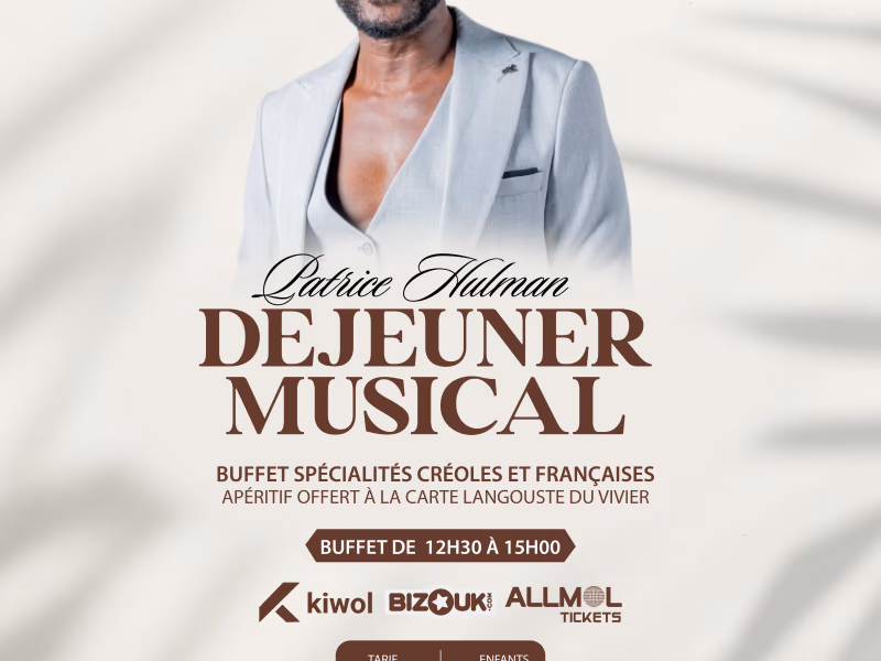 Patrice Hulman - Déjeuner En Musique - 14 juin 2026 - Hôtel Auberge de la Vielle Tour, Le Gosier
