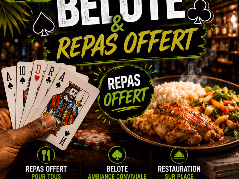 Soirée Belote & Repas Offert - 11 juin 2026 - Le Vybz Lamentin, Le Lamentin