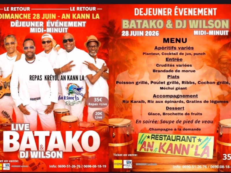 Déjeuner Événement - 28 juin 2026 - Restaurant An Kann'La, Les Abymes