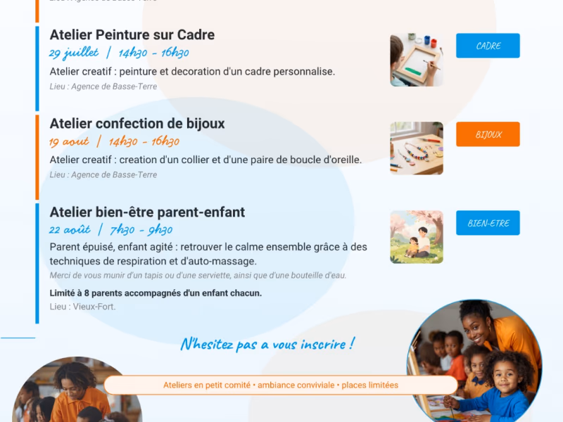 Atelier Créatif - Juillet & Aout - 29 juillet 2026 - Babychou Services Basse-Terre, Basse-Terre