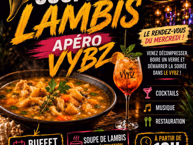 Tous Les Mercredis Soupe De Lambis - 2 septembre 2026 - Le VYBZ, Le Lamentin