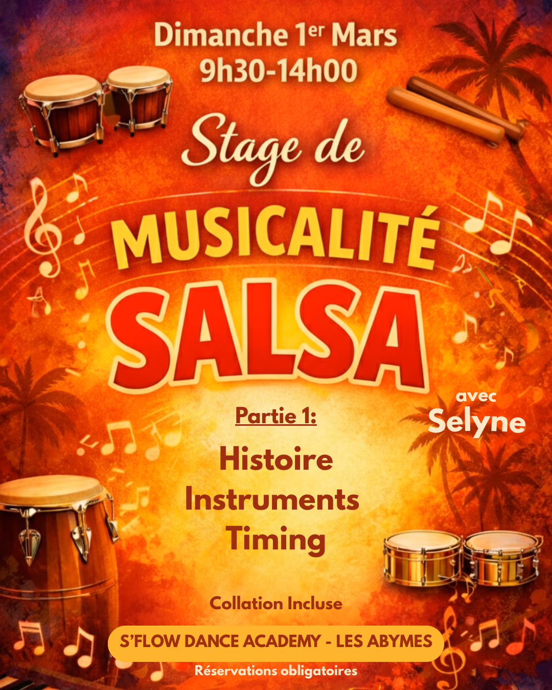 Musicalité Salsa (Partie 1) - 1 mars 2026 - S'FLOW DANCE ACADEMY, Les Abymes