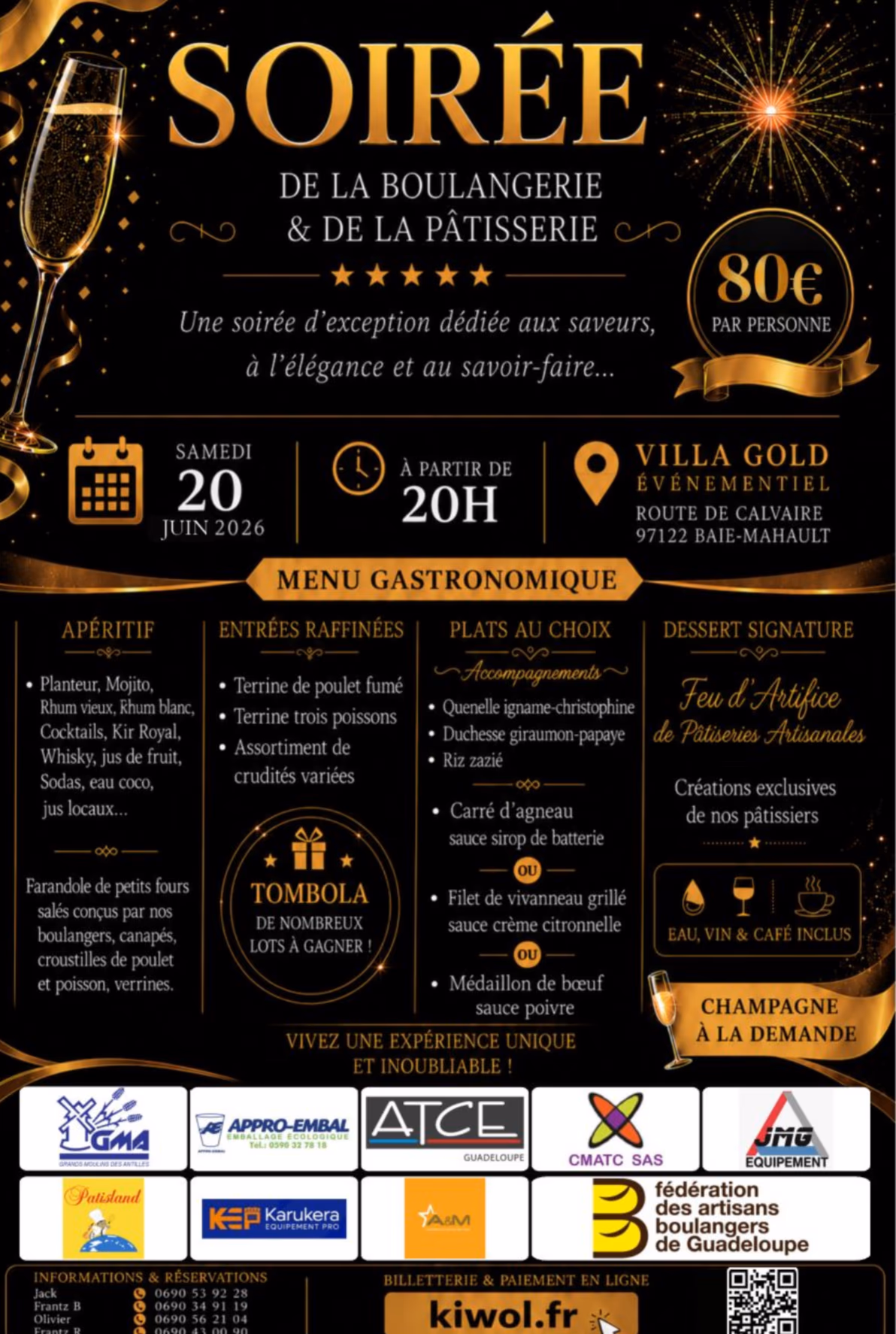 SOIRÉE DE LA BOULANGERIE ET DE LA PÂTISSERIE 2026 - 20 juin 2026 - VILLA GOLD EVENEMENTIEL, Baie-Mahault