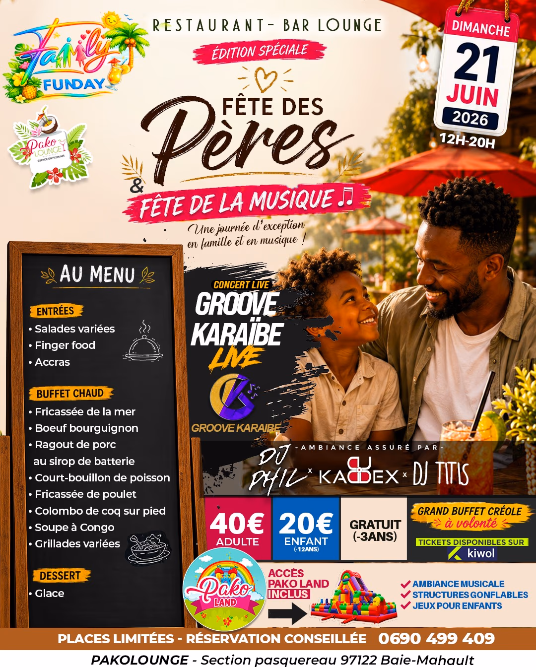 FAMILY FUNDAY -FETES DES PERES ET DE LA MUSIQUE -DIM 21 JUIN - 21 juin 2026 - Pako Lounge, Baie-Mahault