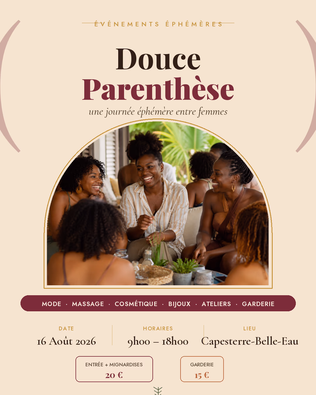 Douce parenthèse - Journée entre femmes - 16 août 2026 - Funny design, Guadeloupe