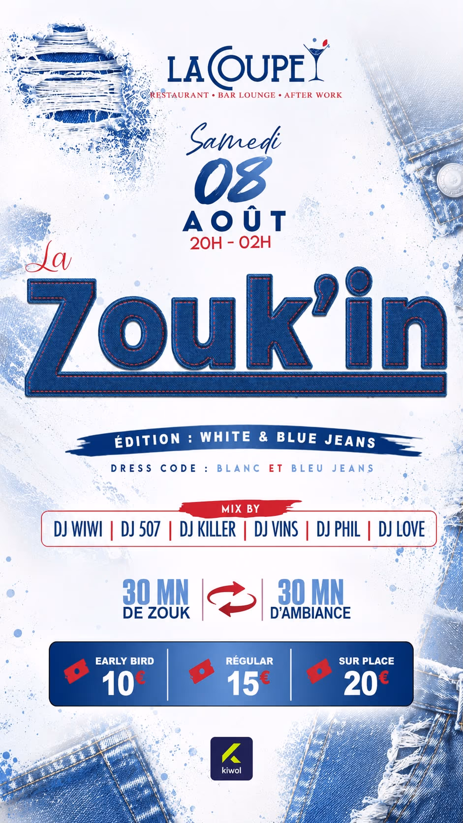 LA ZOUK’IN – WHITE & BLUE JEANS - 8 août 2026 - La Coupe, Baie-Mahault