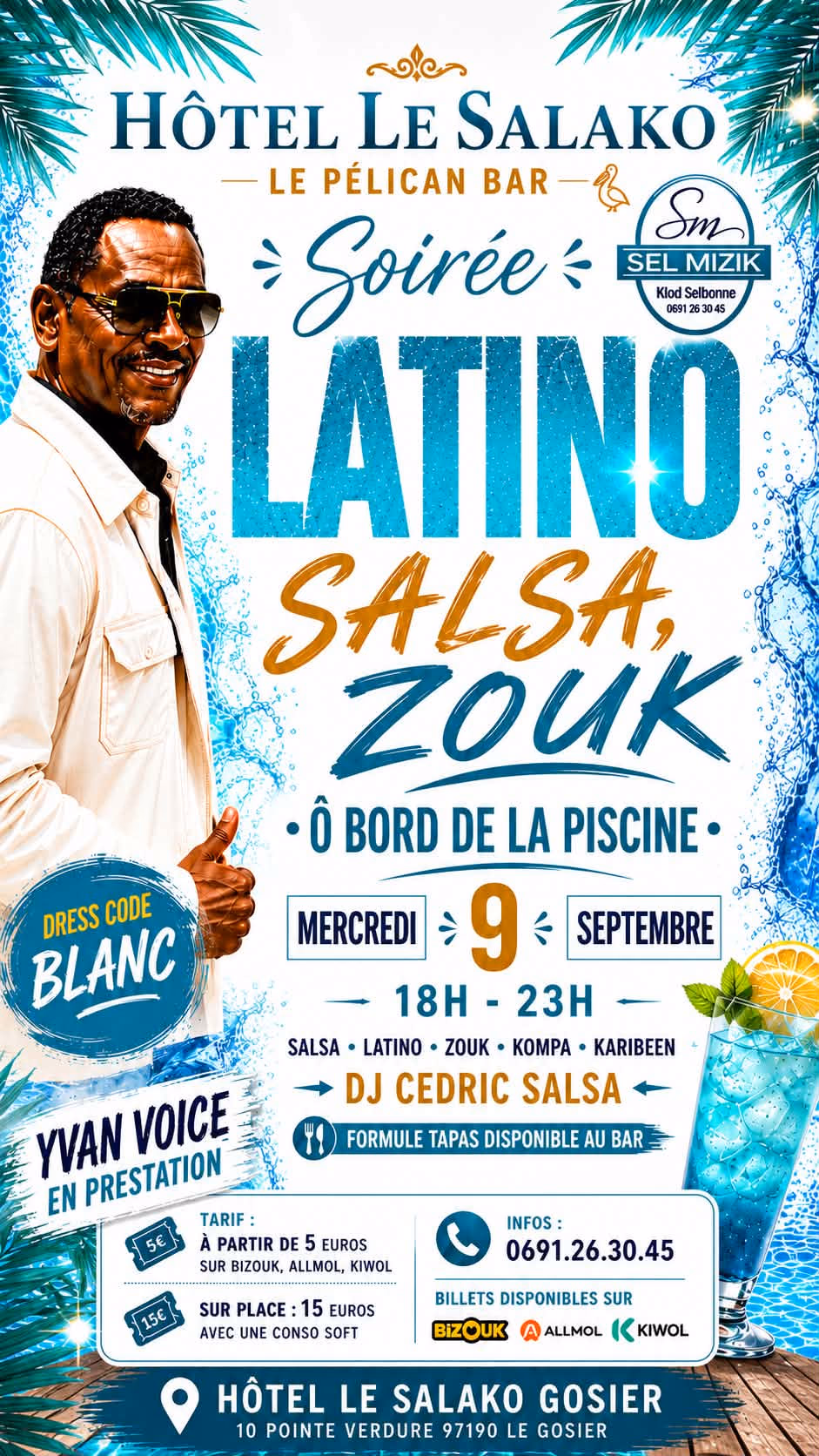 O bord de la Piscine Latino - Salsa - Zouk - 9 septembre 2026 - Hotel Le Salako, Le Gosier