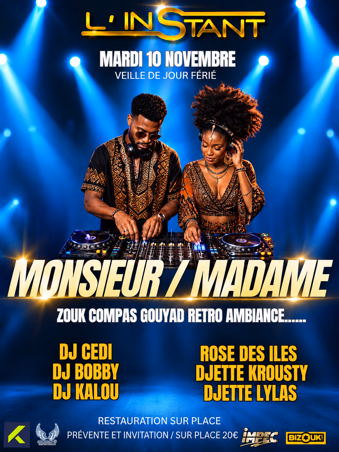 SOIRÉE MONSIEUR / MADAME - 10 novembre 2026 - l’instant discotheque, Les Abymes