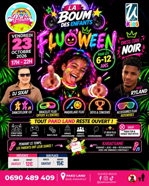 LA BOUM DES ENFANTS - EDITION FLUOWEEN - 23 octobre 2026 - Jardins de Pako, Baie-Mahault