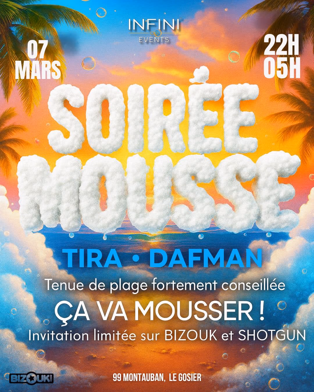Soirée Mousse - Djs Tira & Dafman - 7 mars 2026 - Le Gosier, Le Gosier
